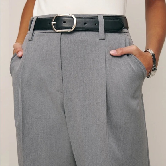 Reformation Alex Mid Rise Pant In Grey Twill, SZ 8, NWT - Picture 3 of 16